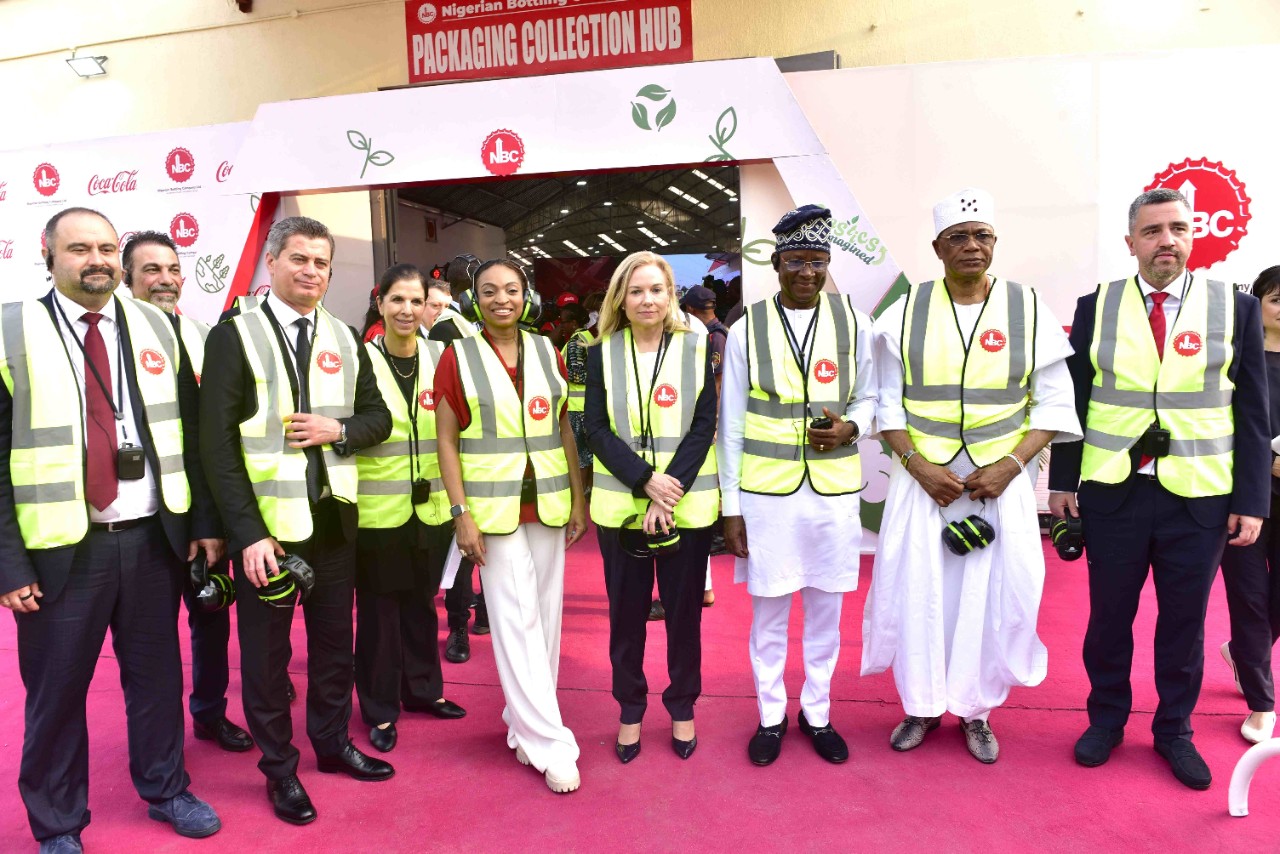 Senior government officials and industry leaders at sustainable Packaging Collection Hub opening in Apapa.
